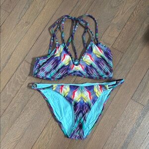 Blue and Purple Geometric Pattern Bikini